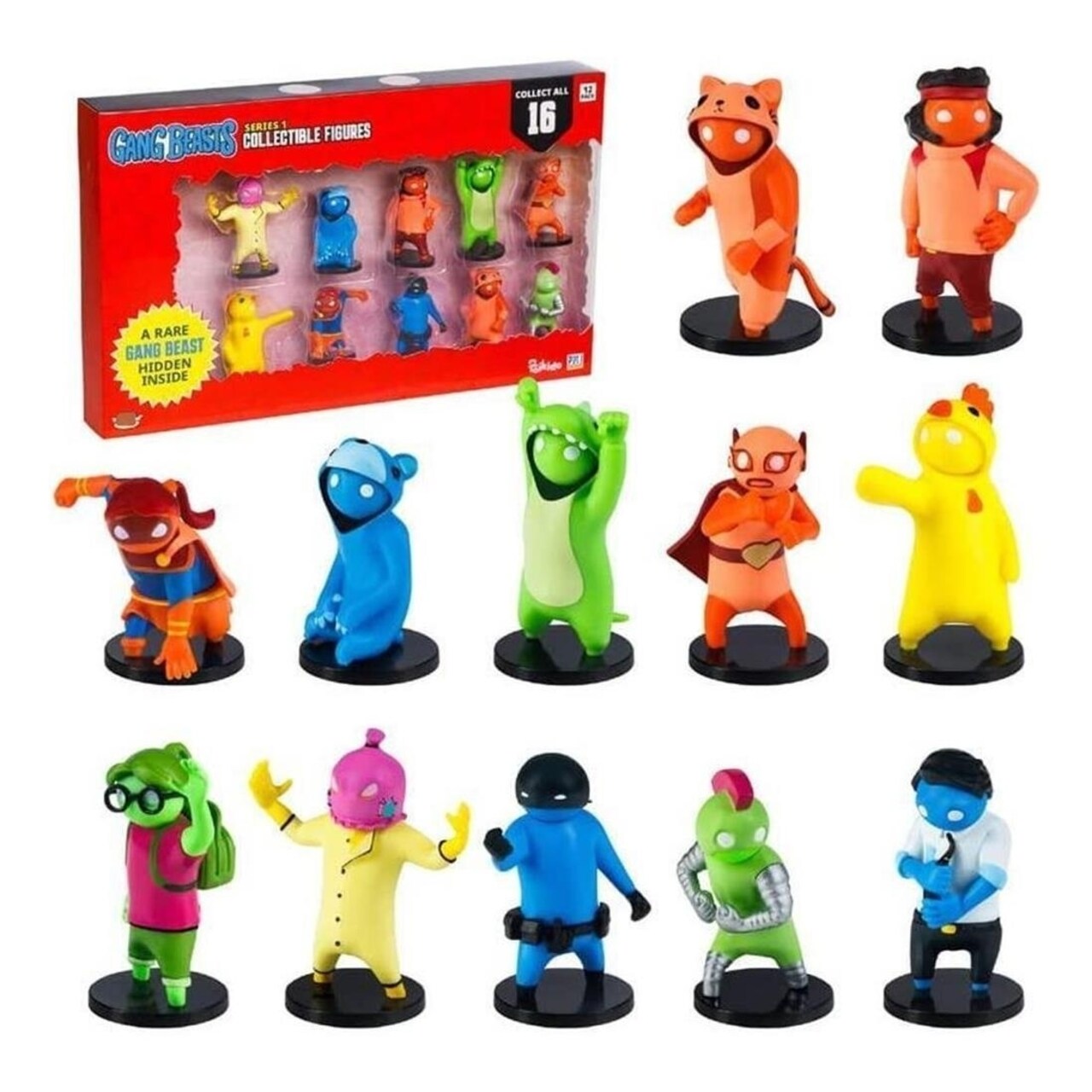 Gang Beasts Character Figures 12Pk Red Cat Blue Bear Green Dragon Pmi International